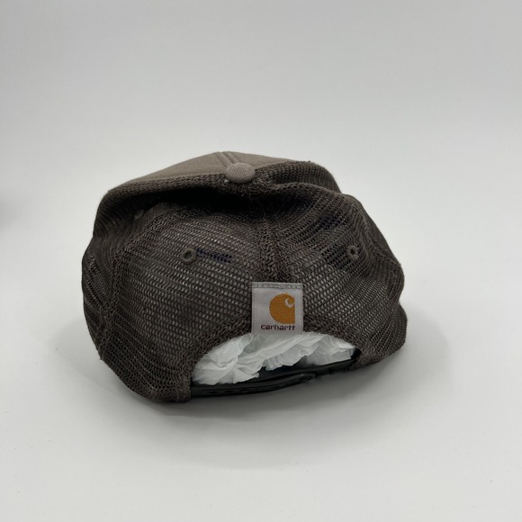 Carhartt Snapback Hat Faded Distressed Brown Net Classic Embroidered Workwear - Picture 4 of 7